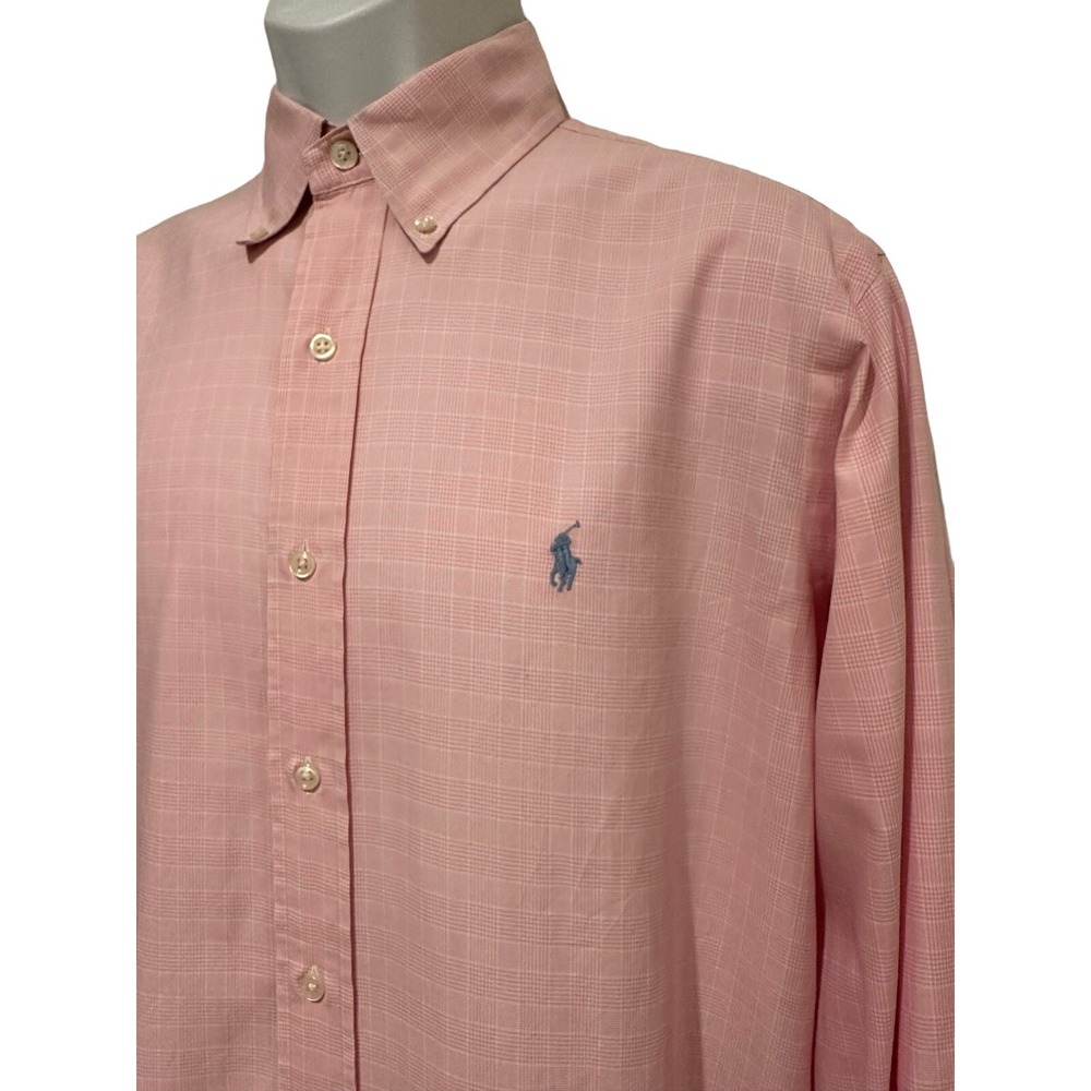 Polo Ralph Lauren Mens Shirt Button Down‎ Pink Glen Plaid Preppy Easter Spring L
